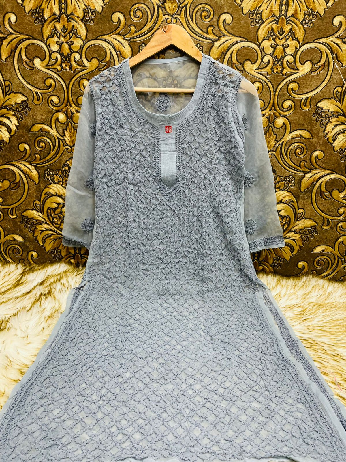 Georgette Chaupatta Jaal Kurti
