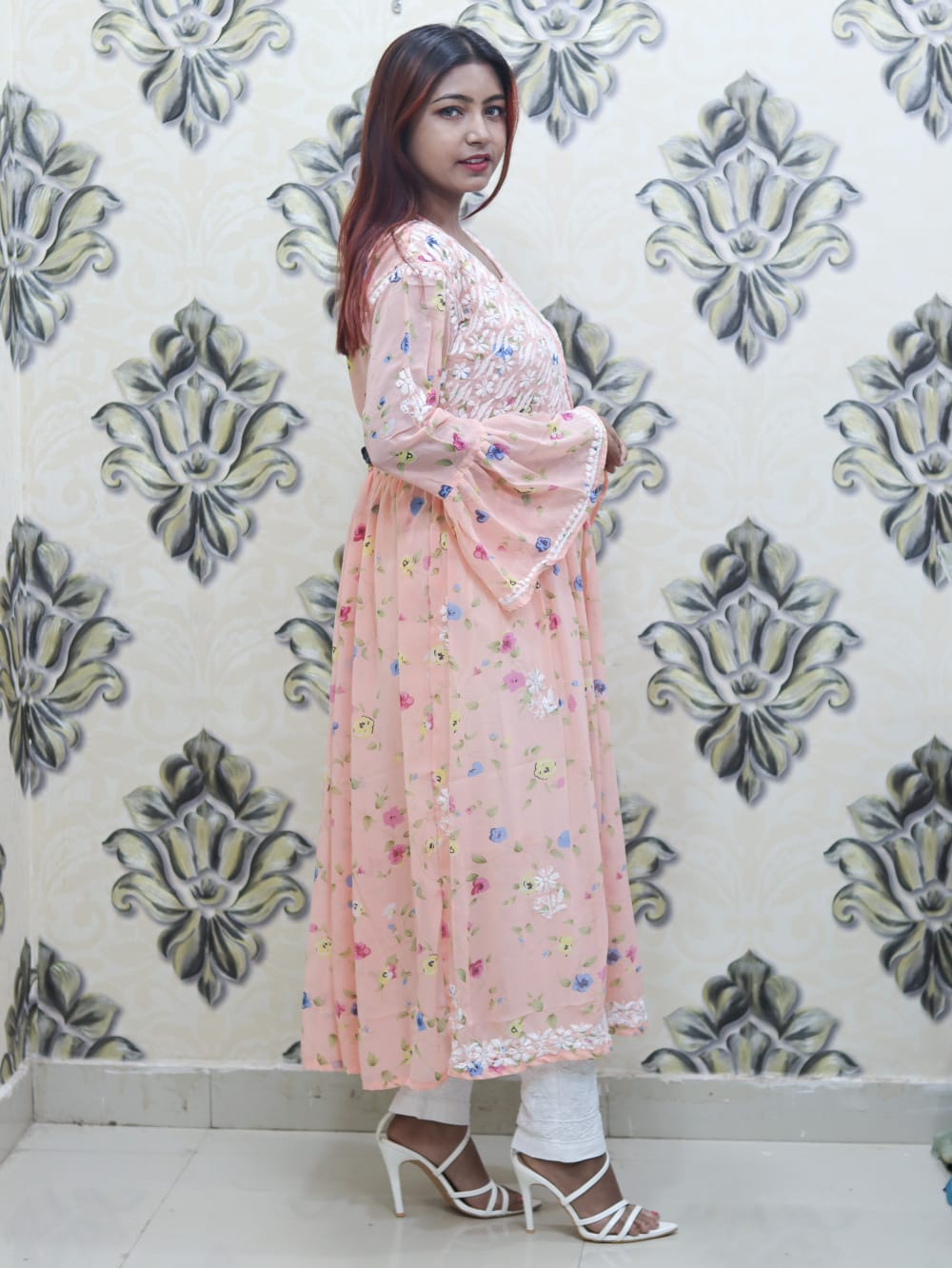 Georgette Long Gown With Pant