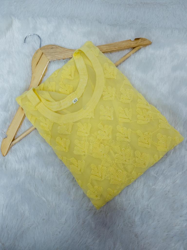 Boat neck booti georgette kurta