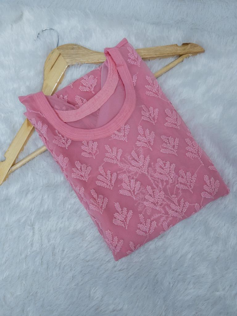 Boat neck booti georgette kurta