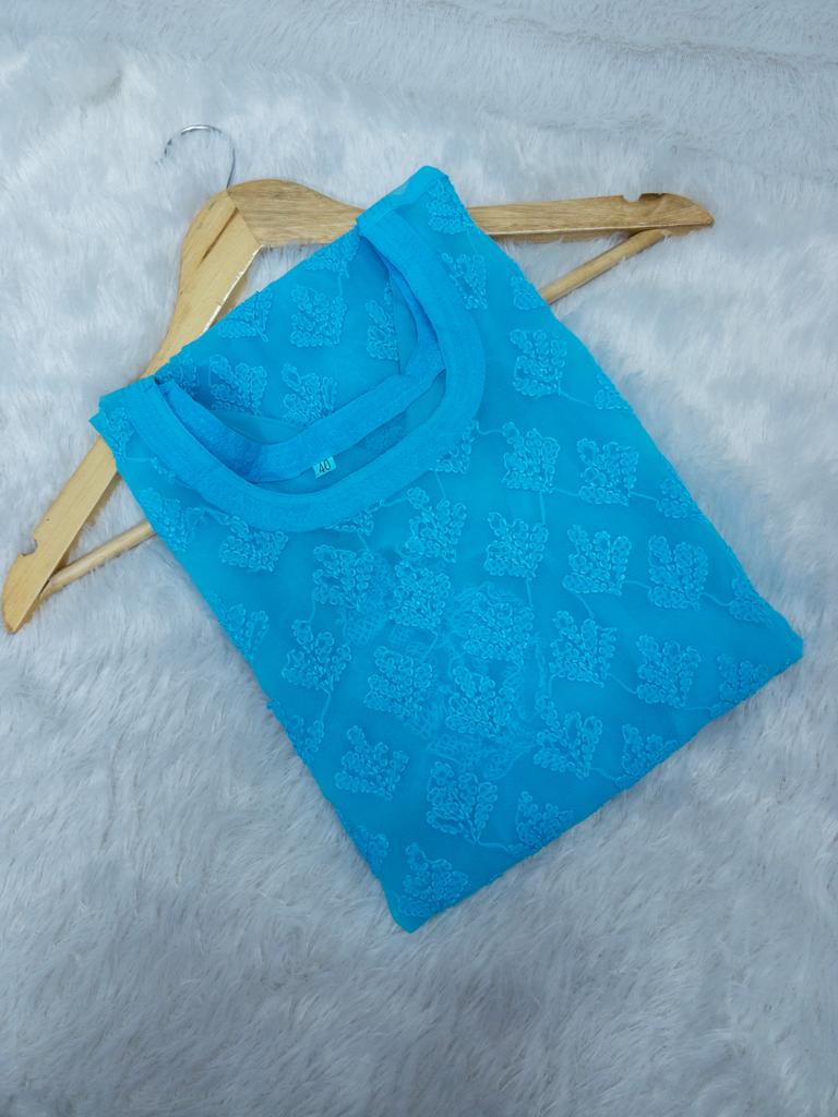 Boat neck booti georgette kurta