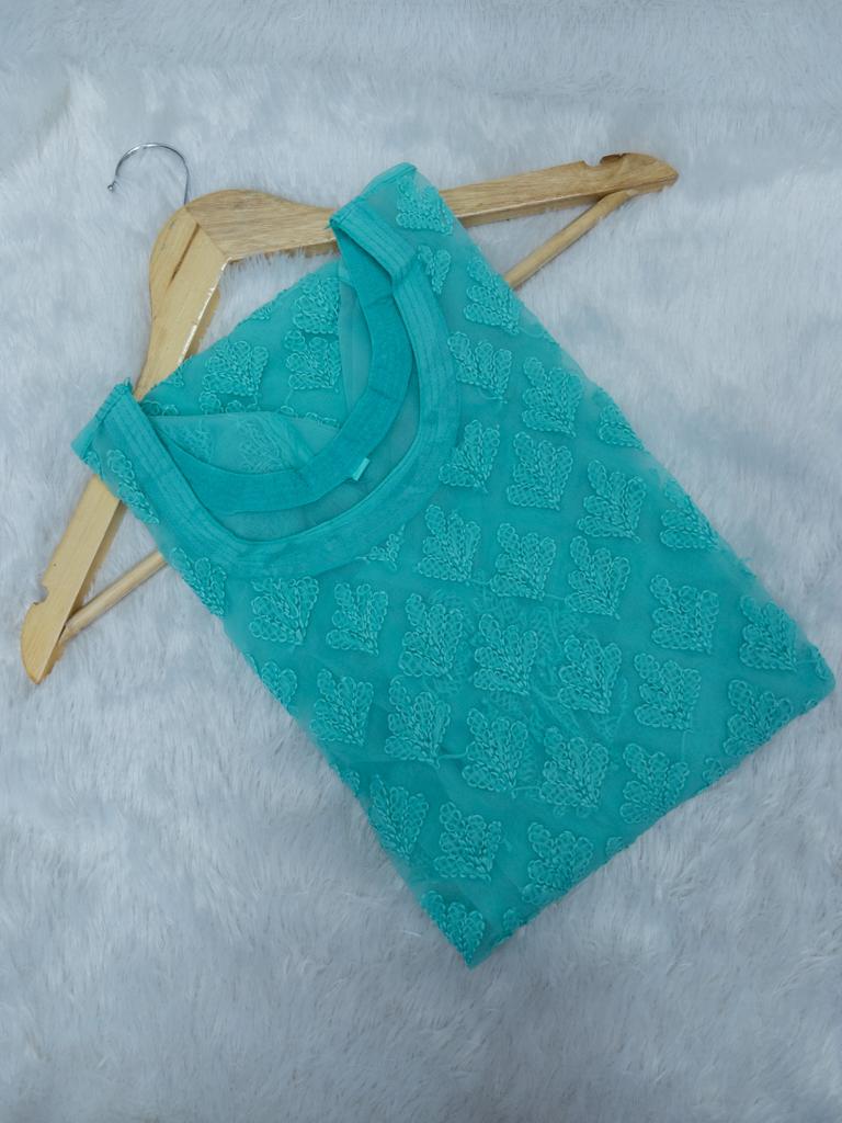 Boat neck booti georgette kurta