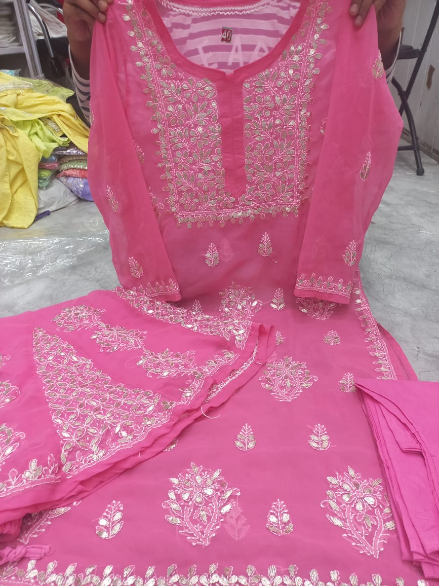 Gottapatti georgette 2pc set with matching inner