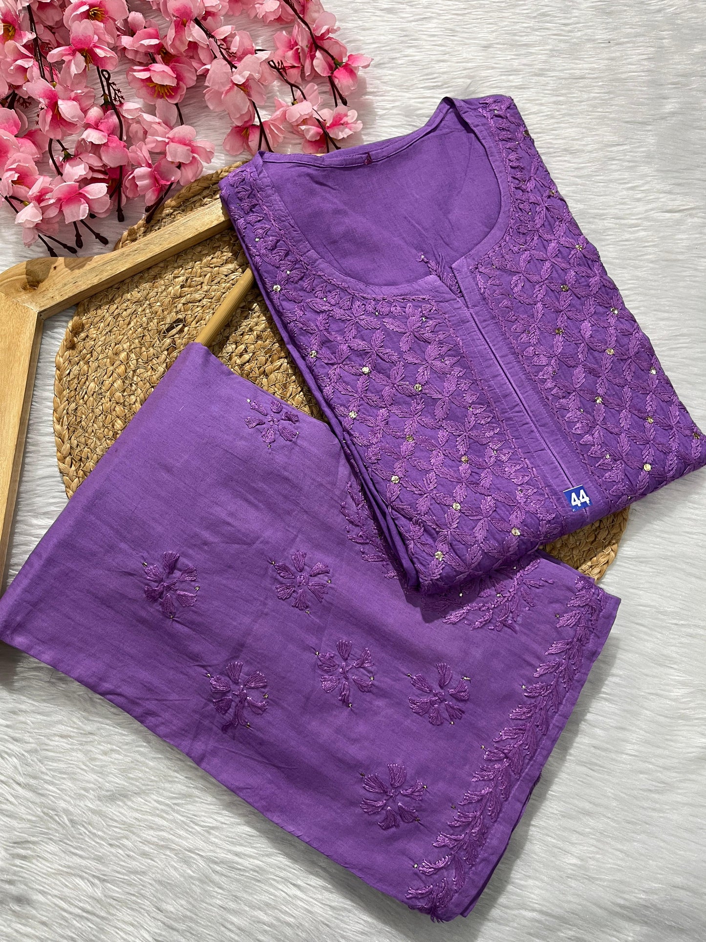 Pure cotton 2pc set with mukesh work