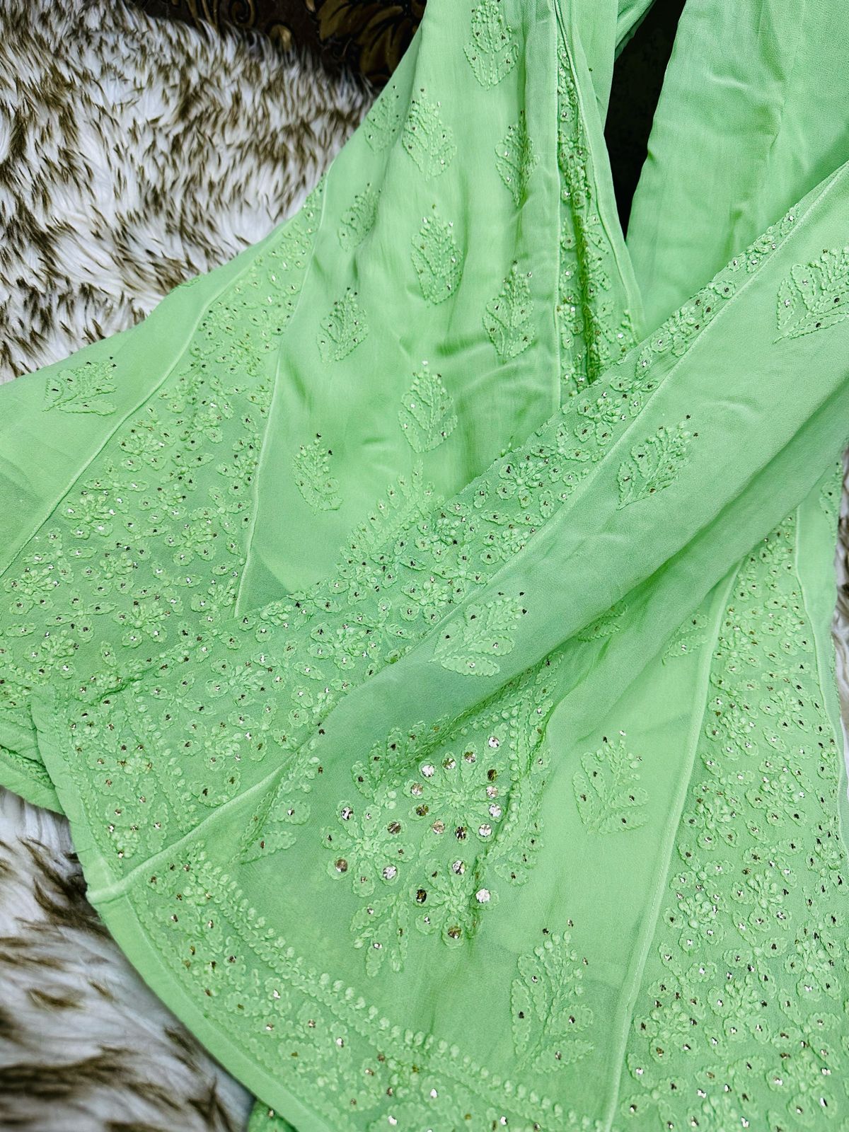 Viscouse kurta sharara set with mukesh work