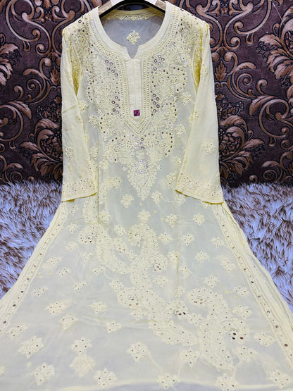 Viscouse kurta sharara set with mukesh work