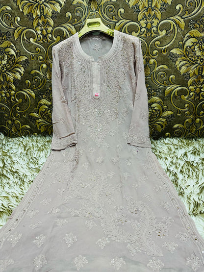 Viscouse kurta sharara set with mukesh work