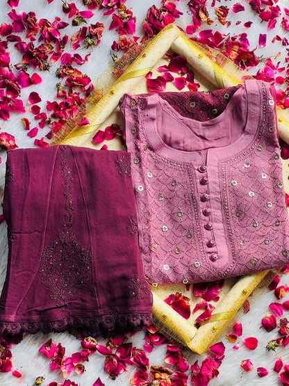Viscose kurta and sharara set with mukesh work