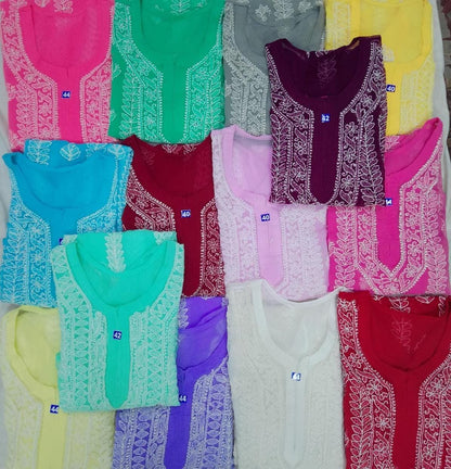 Georgette Kurti With Cotton Pant & Dupatta