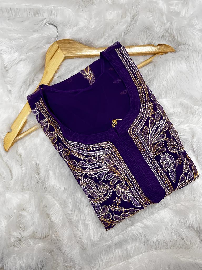 DUAL SHADE THREAD WORK KURTI