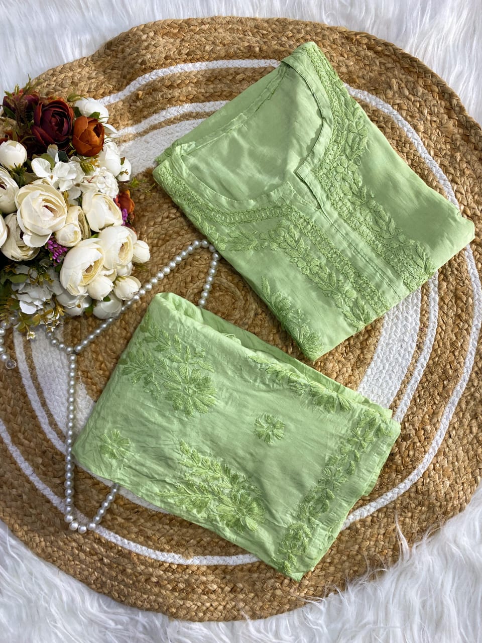 mul chanderi Kurti Plazzo set