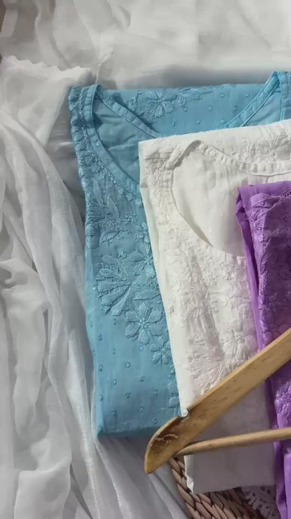 Dobby cotton kurta with lase stitching