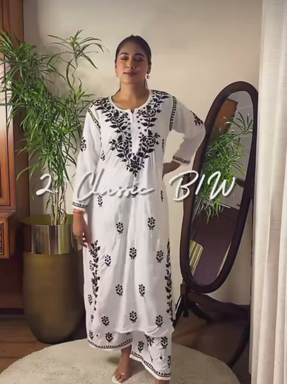 Modal plus size 2pc set black and white