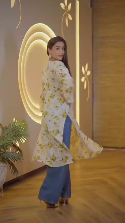 Mal mal kurta and pant with beautiful chikankari handwork