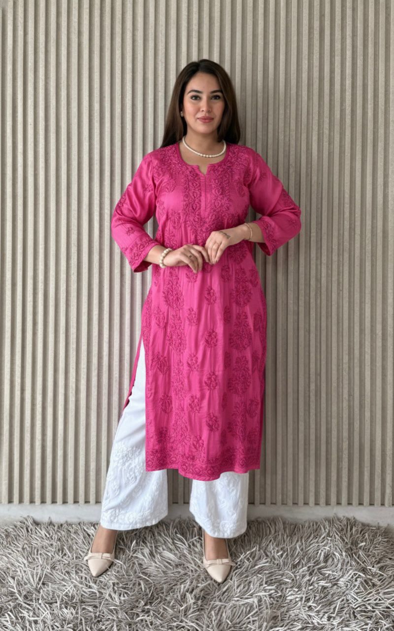 Modal satin set with 3D embroidery