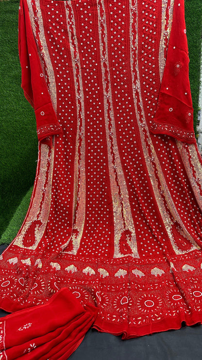 Viscoce georgette anarkali with heavy addon work