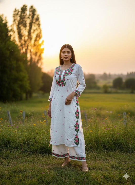 Rayon designer set with dual thread work