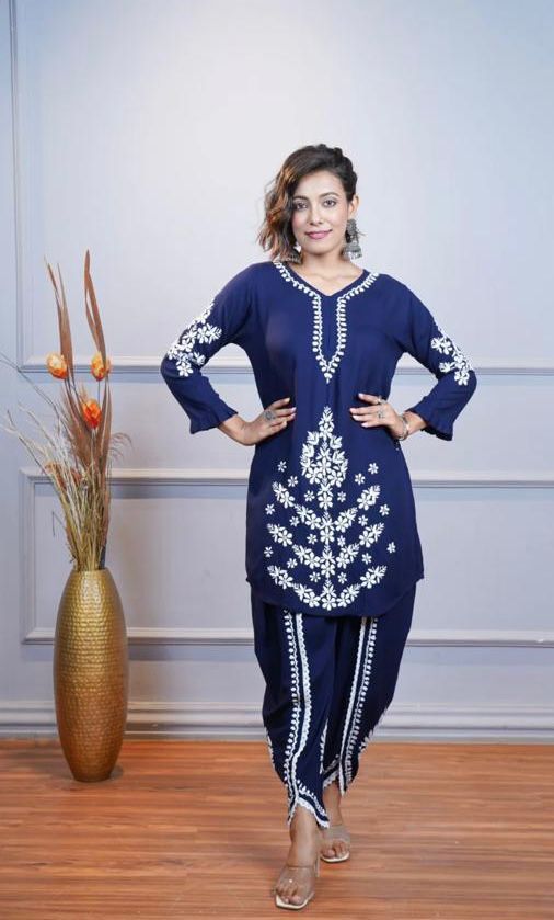 Rayon dhoti set designer wear