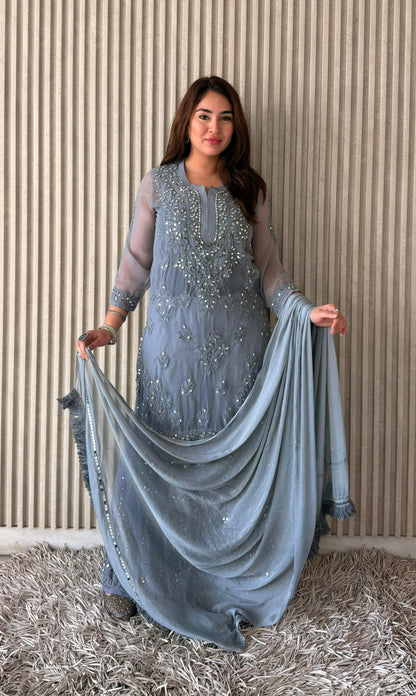 Dyed Mirror Work Sharara Set