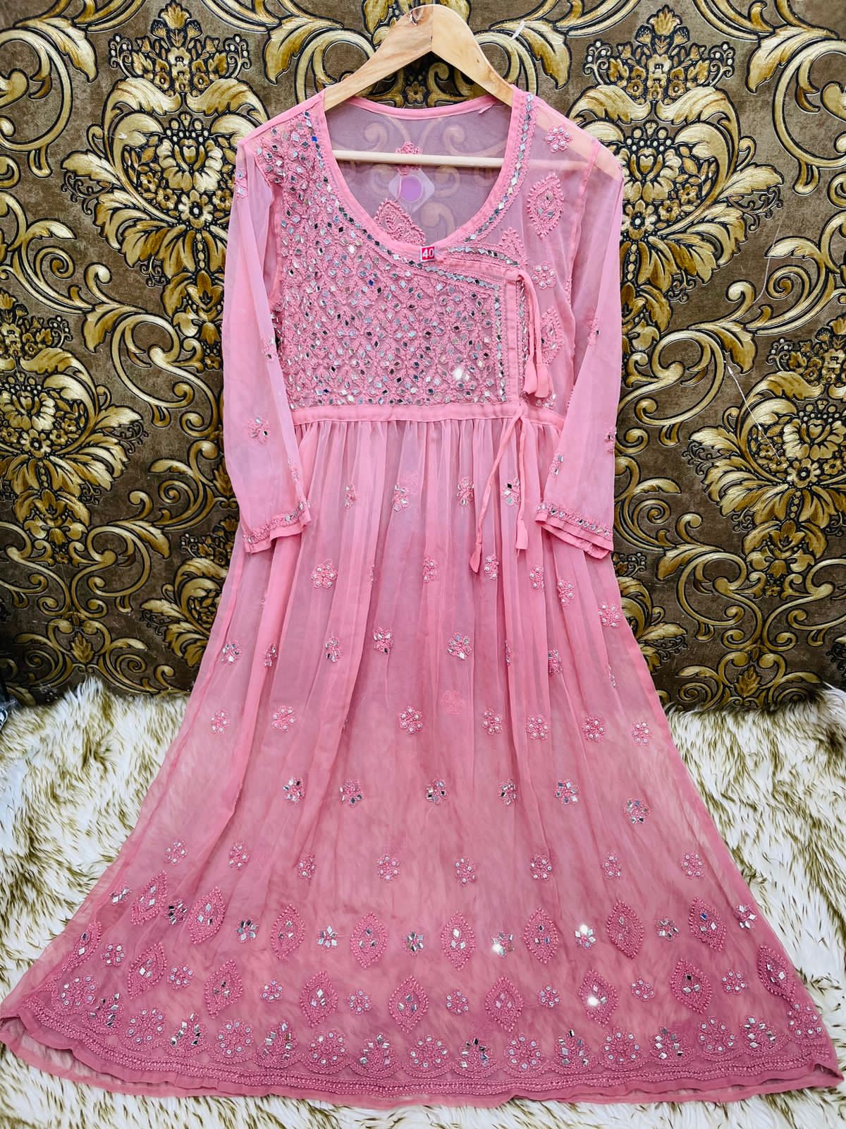 Georgette Angarkha with mirror work