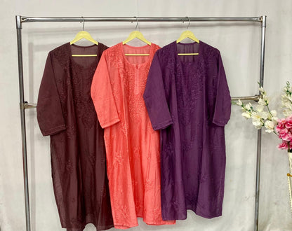 Chanderi kurta with beautiful chikankari handwork