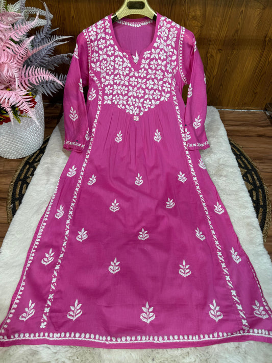 Cotton A-line kurta with beautiful chikankari handwork