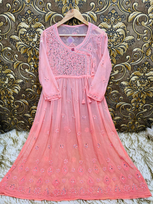 Georgette Angarkha with mirror work