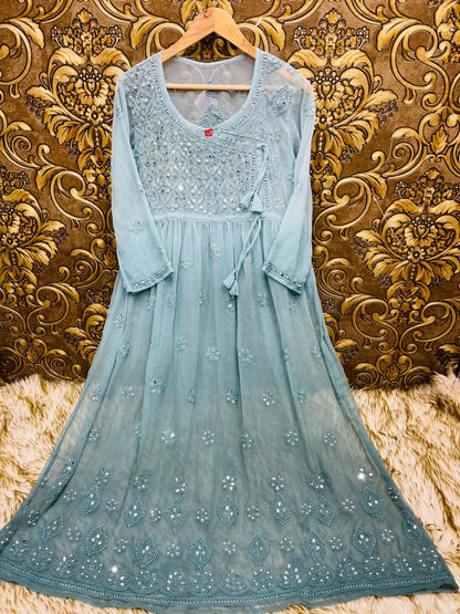 Georgette Angarkha with mirror work