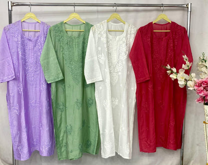 Chanderi kurta with beautiful chikankari handwork