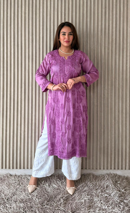 Modal satin set with 3D embroidery