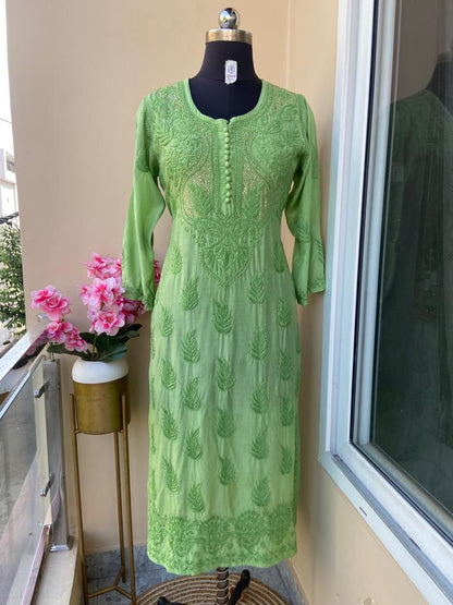 Muslin kurti with heavy mukesh work