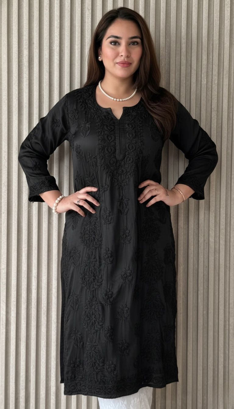 Modal satin set with 3D embroidery