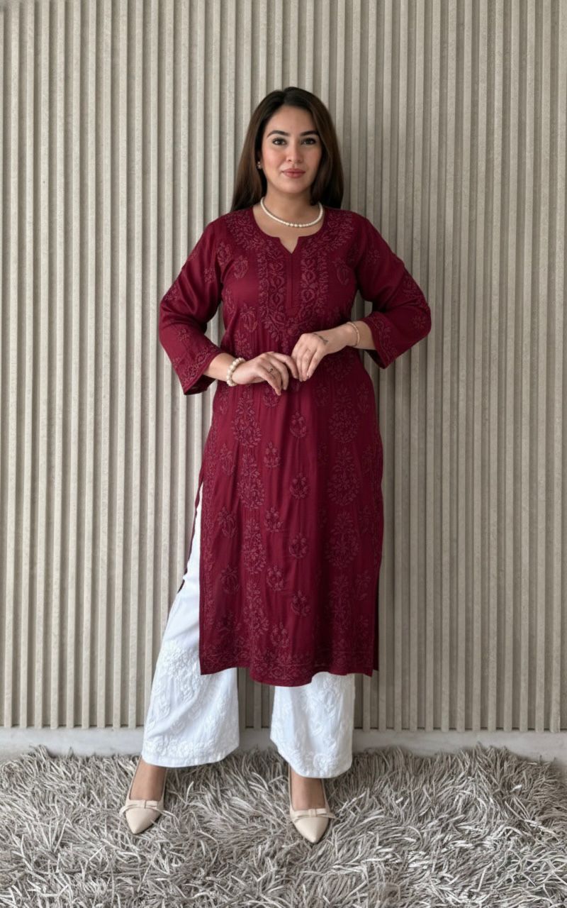 Modal satin set with 3D embroidery