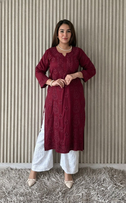 Modal satin set with 3D embroidery