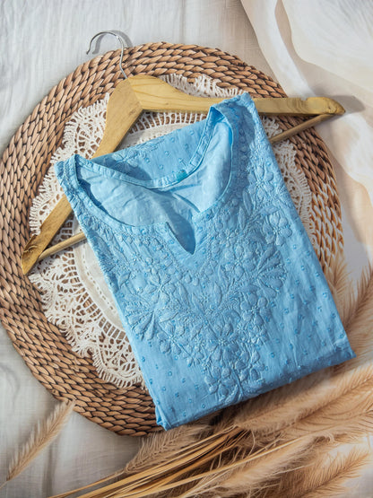 Dobby cotton kurta with lase stitching
