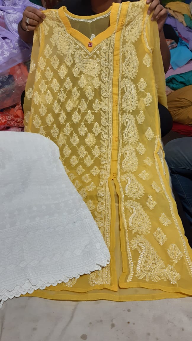 Chiffon Booti Kurti With Palazzo