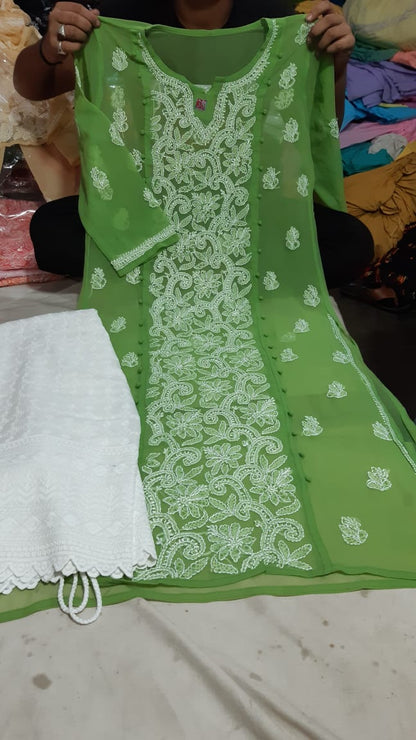 Chiffon Pannel Kurti With Palazzo