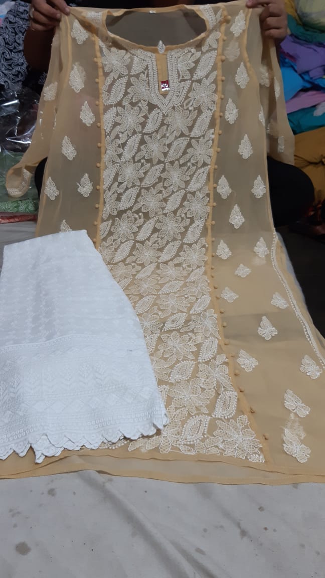 Chiffon Pannel Kurti With Palazzo