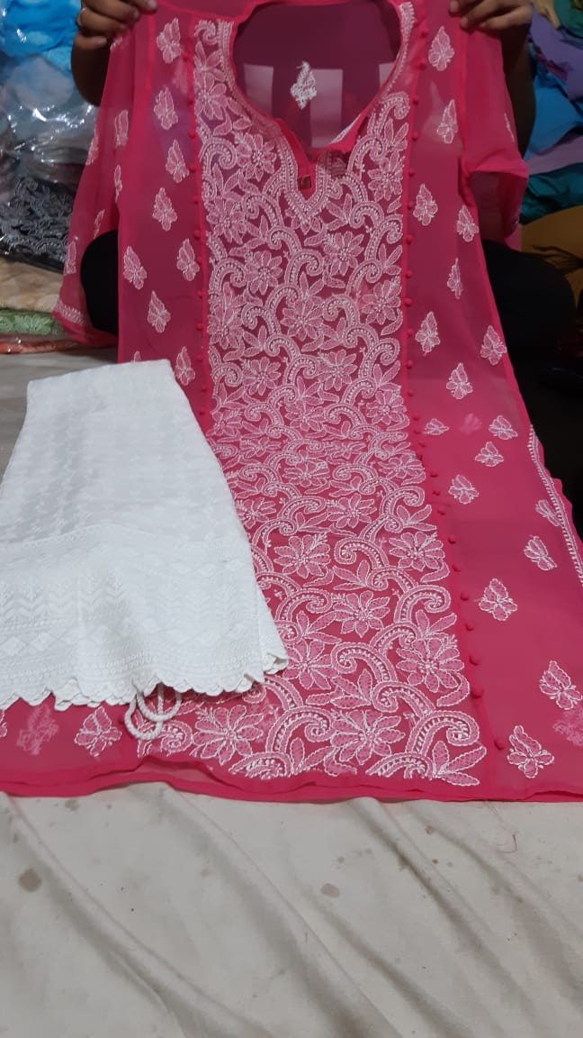 Chiffon Pannel Kurti With Palazzo