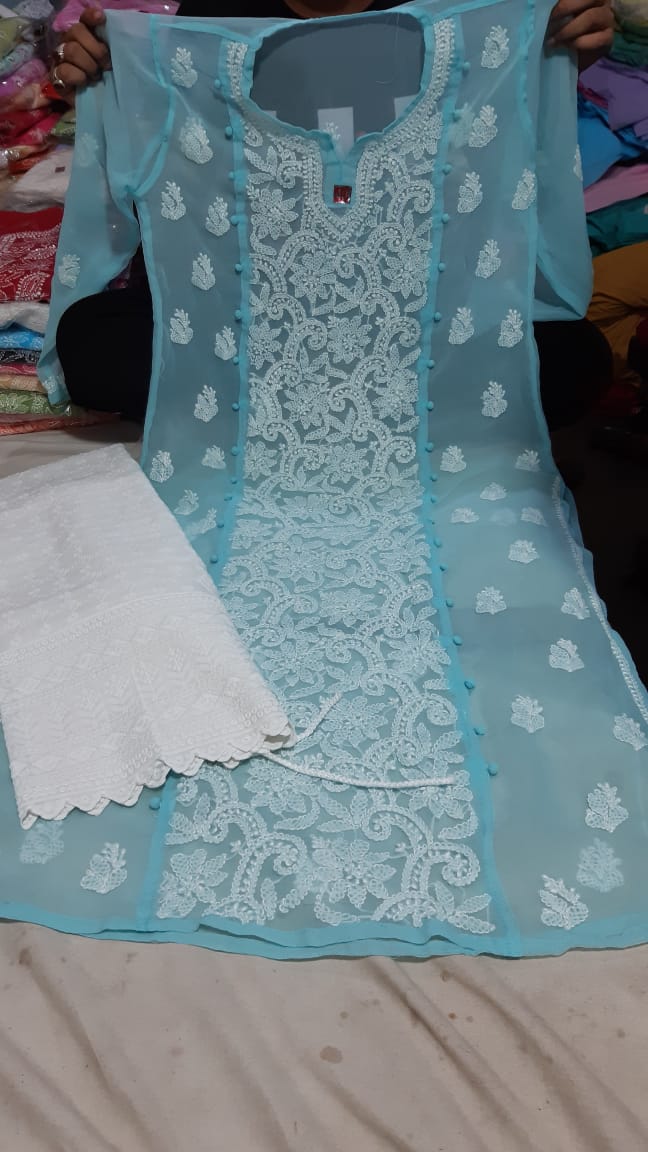 Chiffon Pannel Kurti With Palazzo