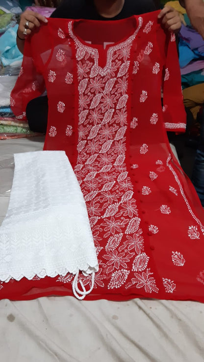 Chiffon Pannel Kurti With Palazzo