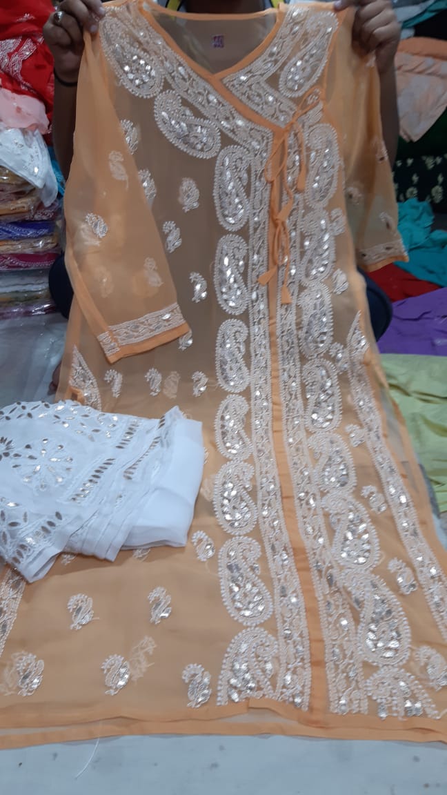 Chiffon Kurti With Sharara