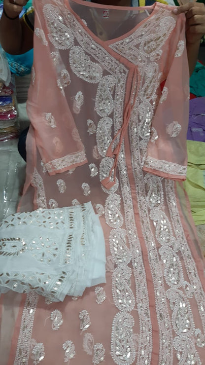 Chiffon Kurti With Sharara