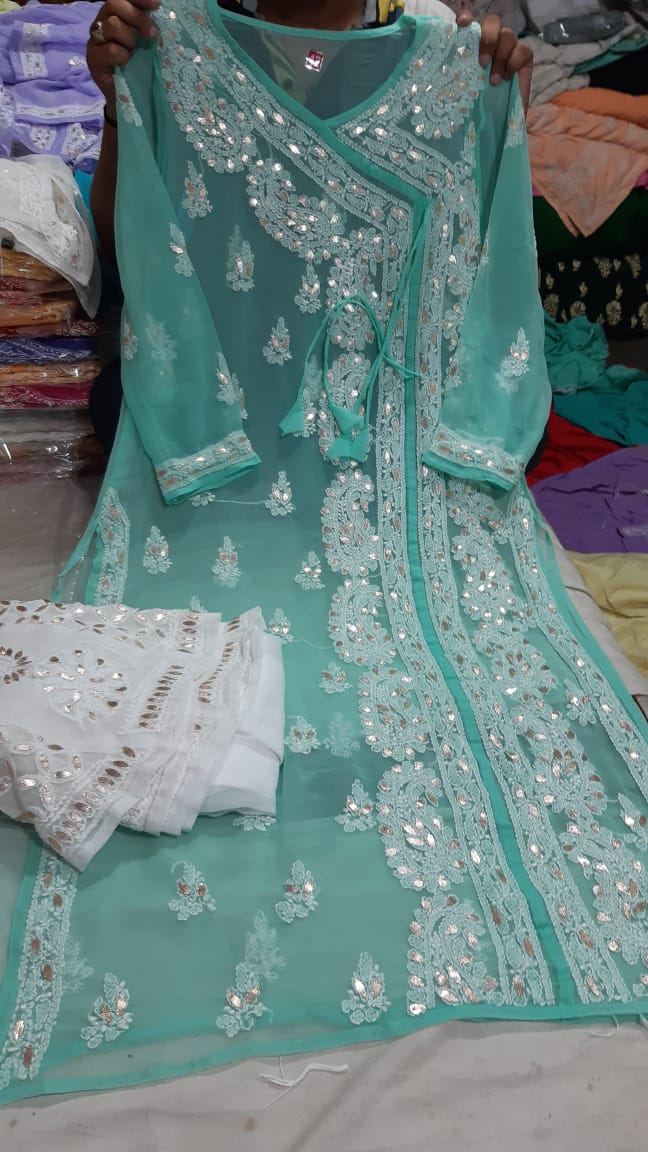 Chiffon Kurti With Sharara