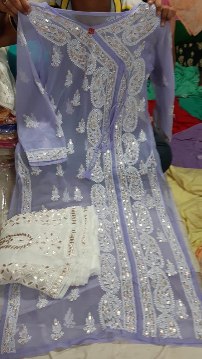 Chiffon Kurti With Sharara