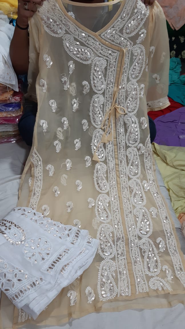 Chiffon Kurti With Sharara