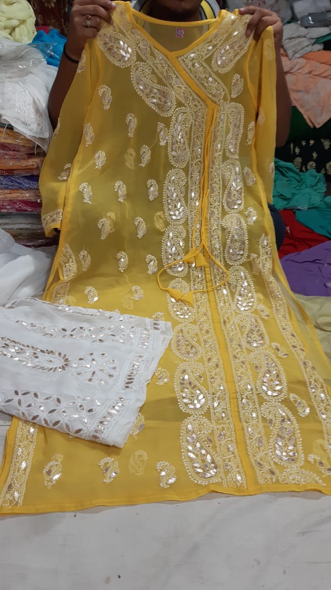 Chiffon Kurti With Sharara