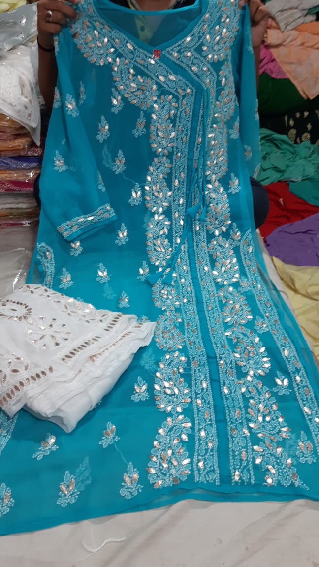 Chiffon Kurti With Sharara