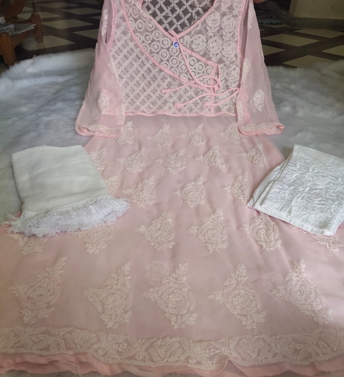 Chiffon Rose Gown 3pc Set