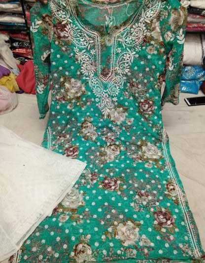 Georgette Printed Kurti With Sharara